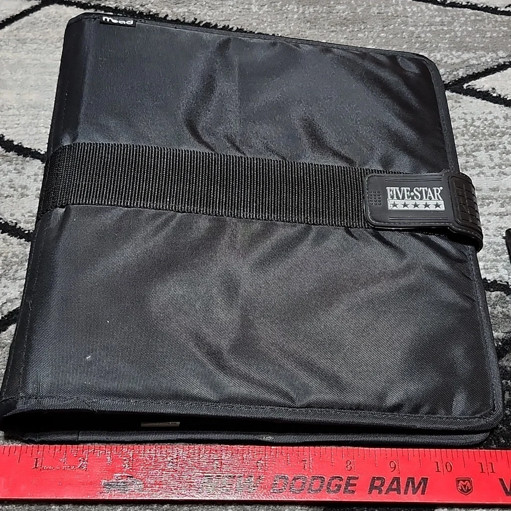 VINTAGE MEAD FIVE STAR BLACK TRAPPER KEEPER & ACCESSORIES & PEN GEAR BINDER PRF